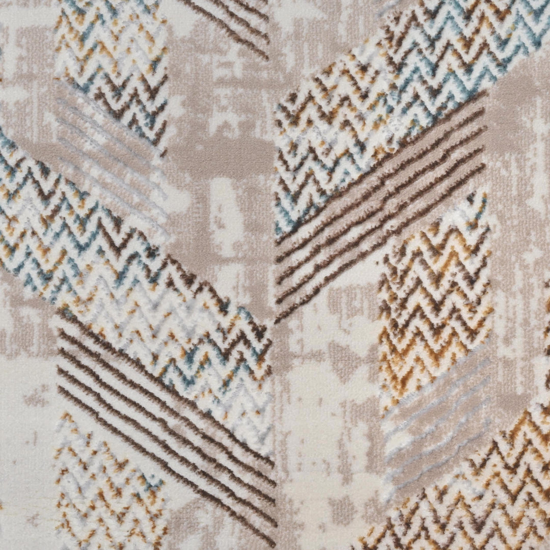 Beige Grey Geometric Turkish Rug 5X8 ft