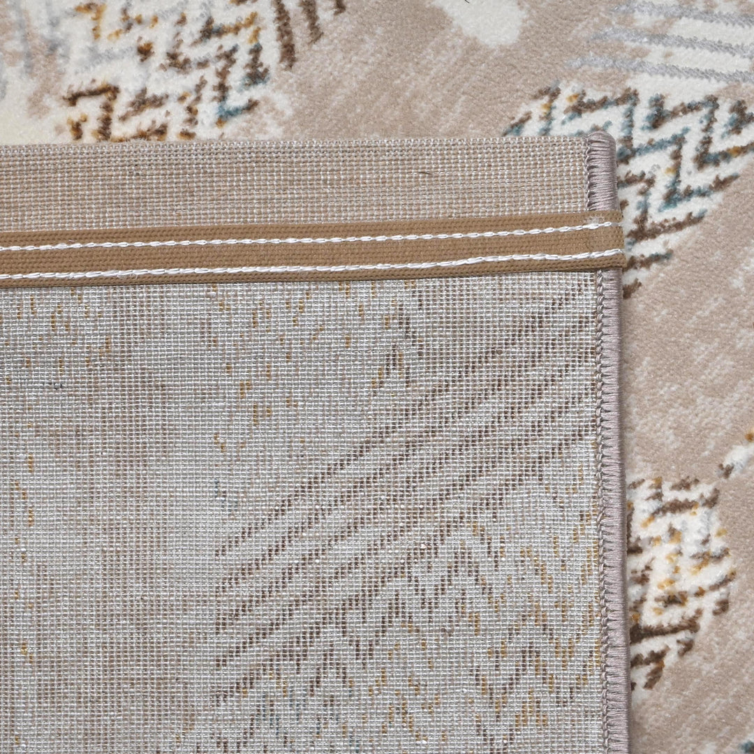 Beige Grey Geometric Turkish Rug 5X8 ft