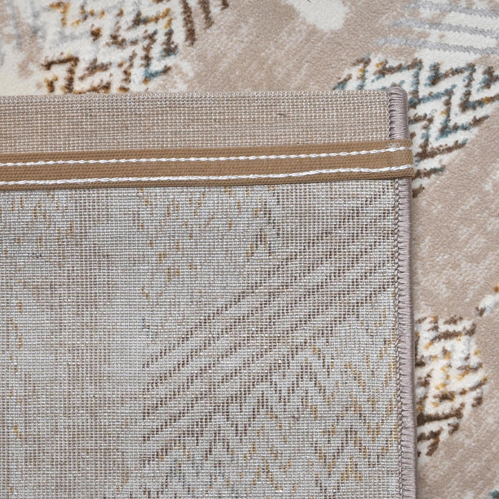 Beige Grey Geometric Turkish Rug 5X8 ft