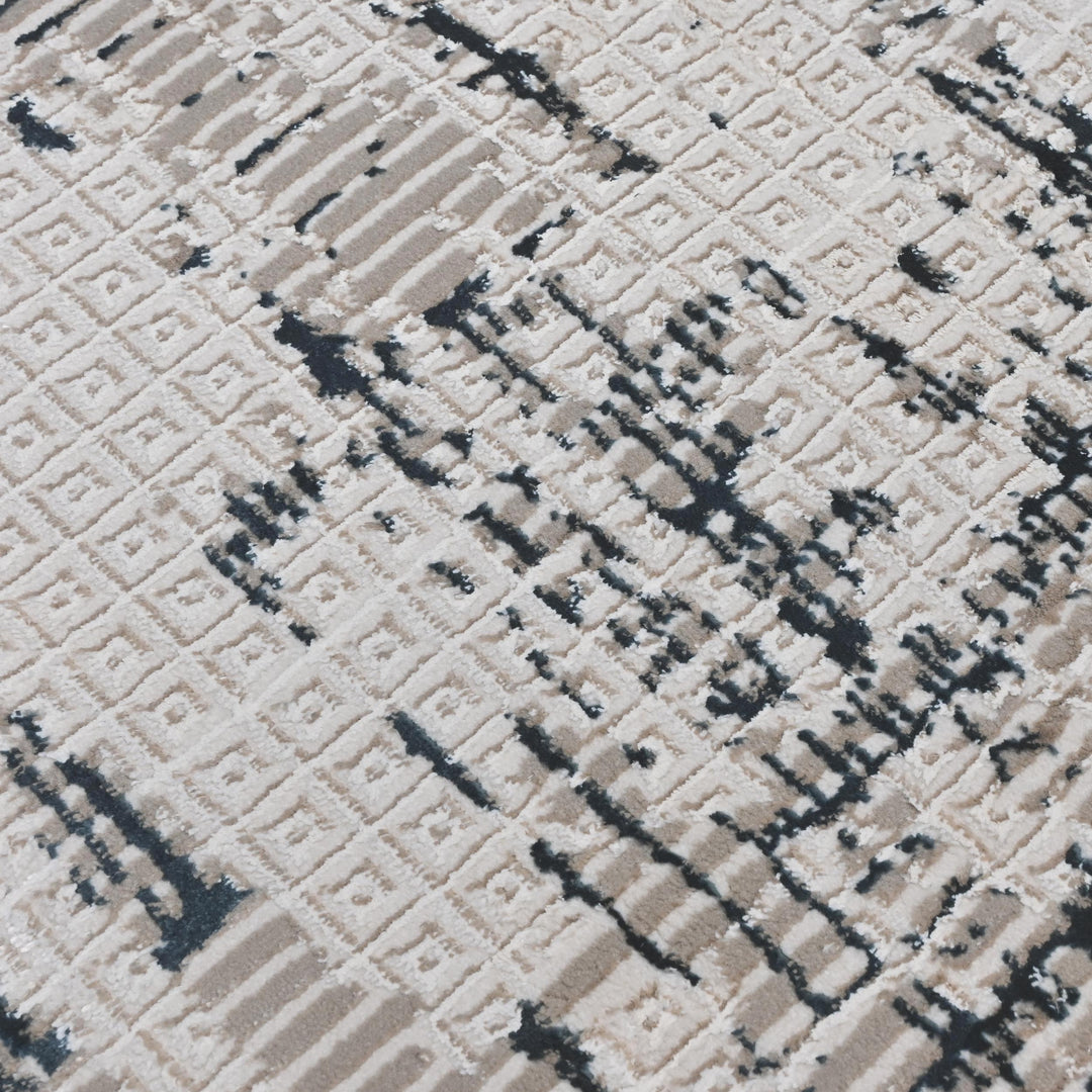 Grey Beige Abstract Turkish Rug 5X8 ft