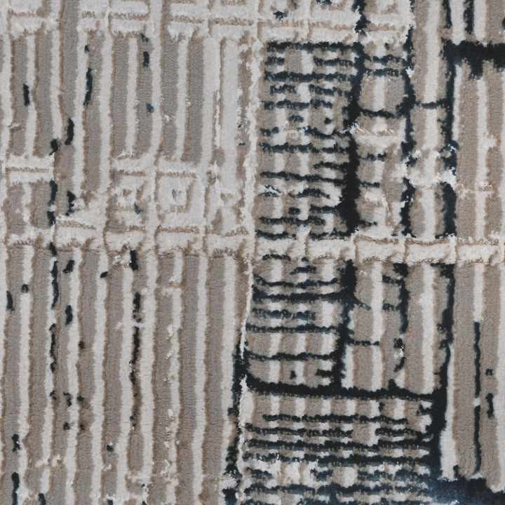 Grey Beige Abstract Turkish Rug 5X8 ft