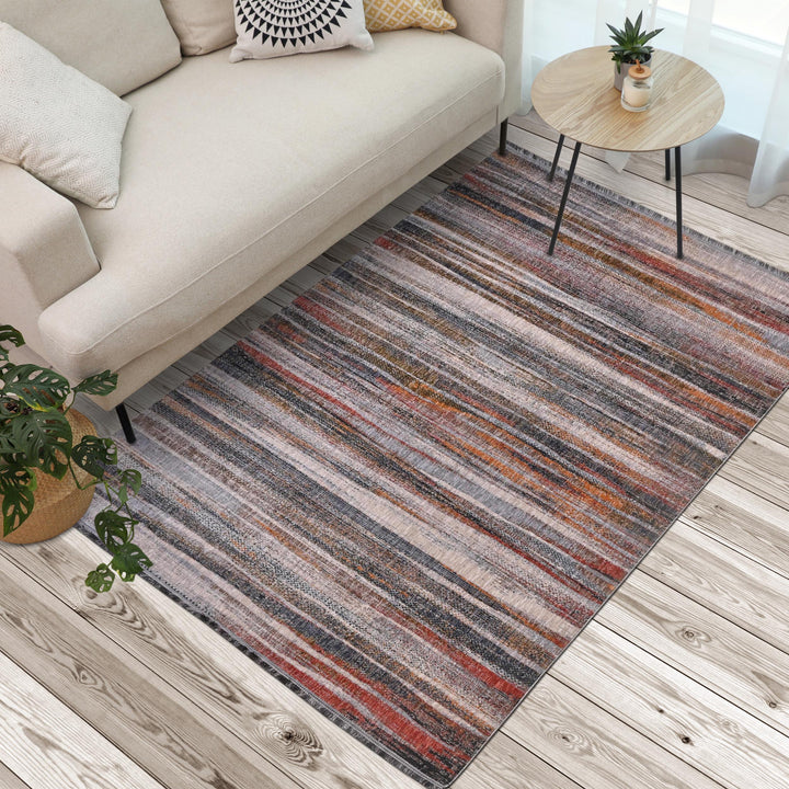 Multi Color Strips Turkish Rug 5X8 ft