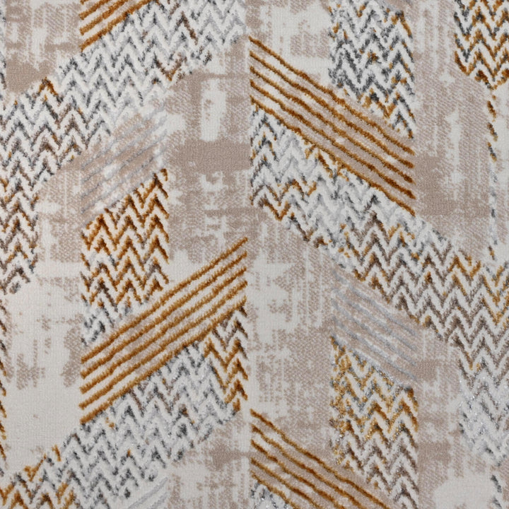 Beige Grey Geometric Turkish Rug 5X8 ft