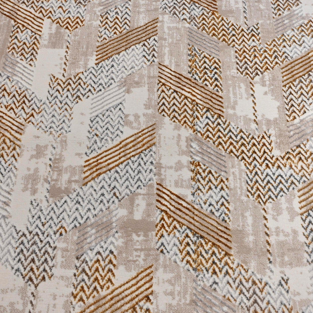 Beige Grey Geometric Turkish Rug 5X8 ft