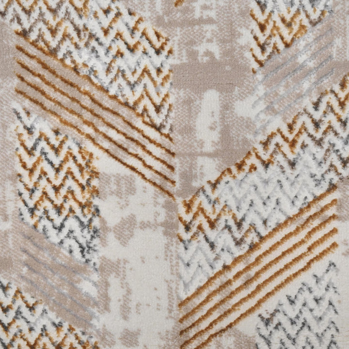 Beige Grey Geometric Turkish Rug 5X8 ft