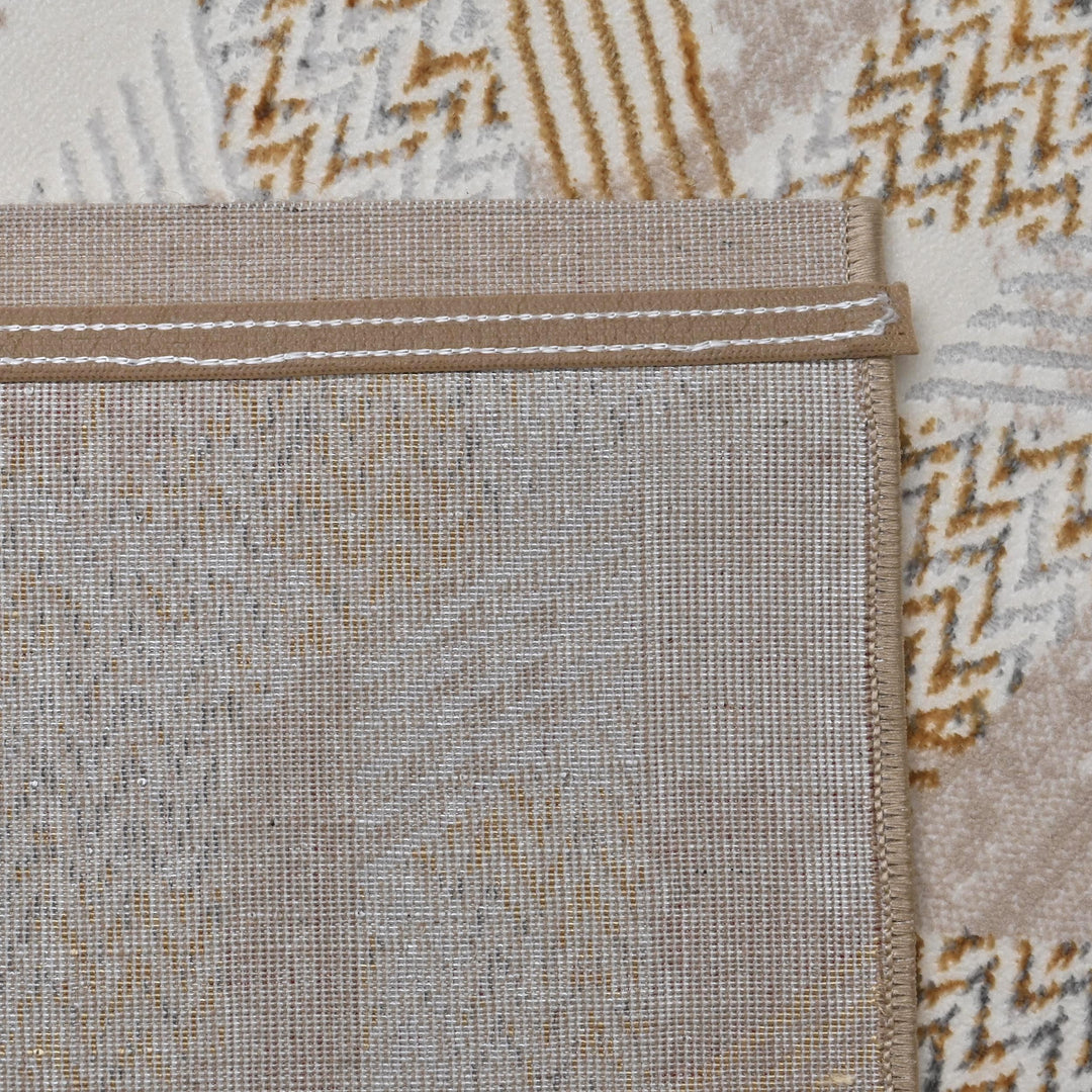 Beige Grey Geometric Turkish Rug 5X8 ft