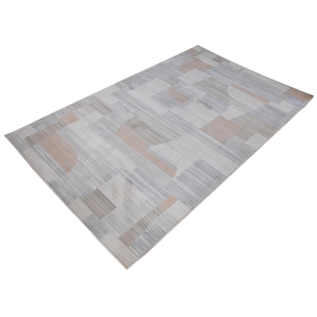 Grey Beige Abstract Turkish Rug 5X8 ft
