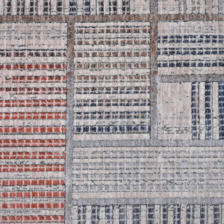 Grey Pink Geometric Turkish Rug 5X8 ft