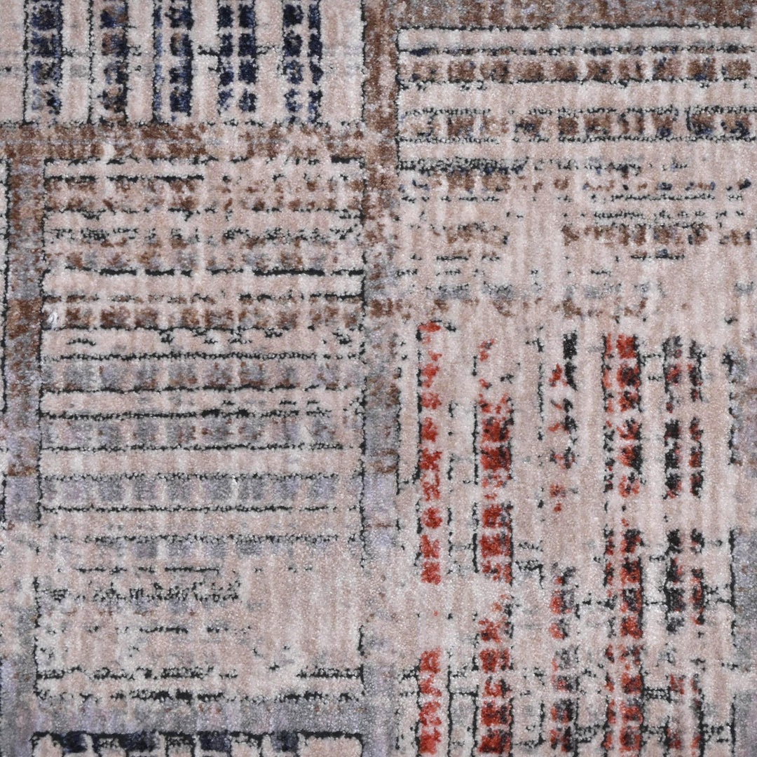 Grey Pink Geometric Turkish Rug 5X8 ft