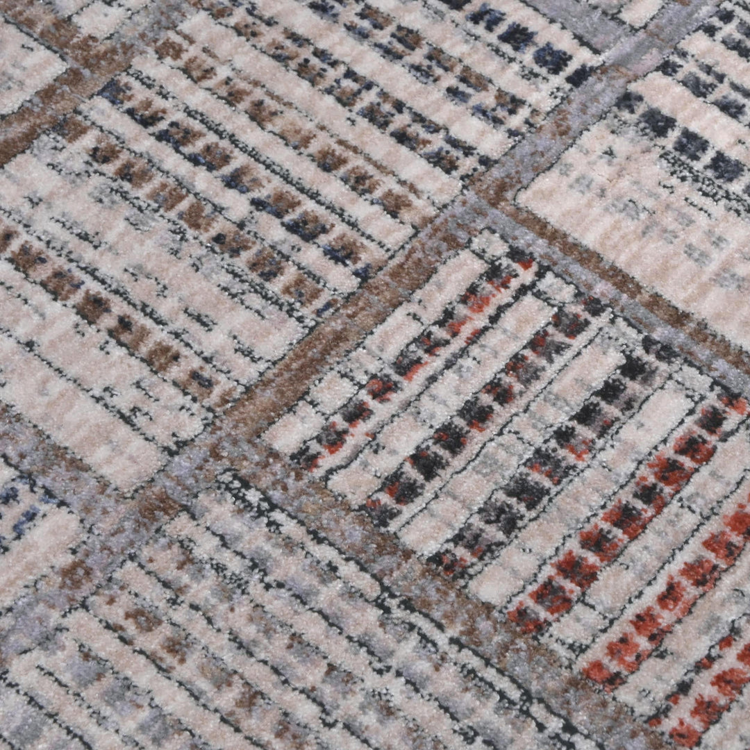 Grey Pink Geometric Turkish Rug 5X8 ft