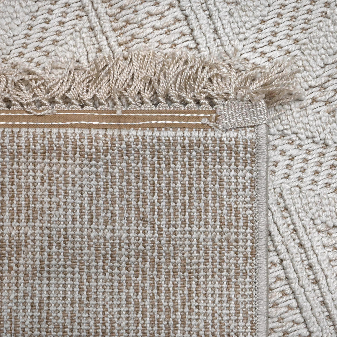 Cream Beige Strips Turkish Rug 5X8 ft