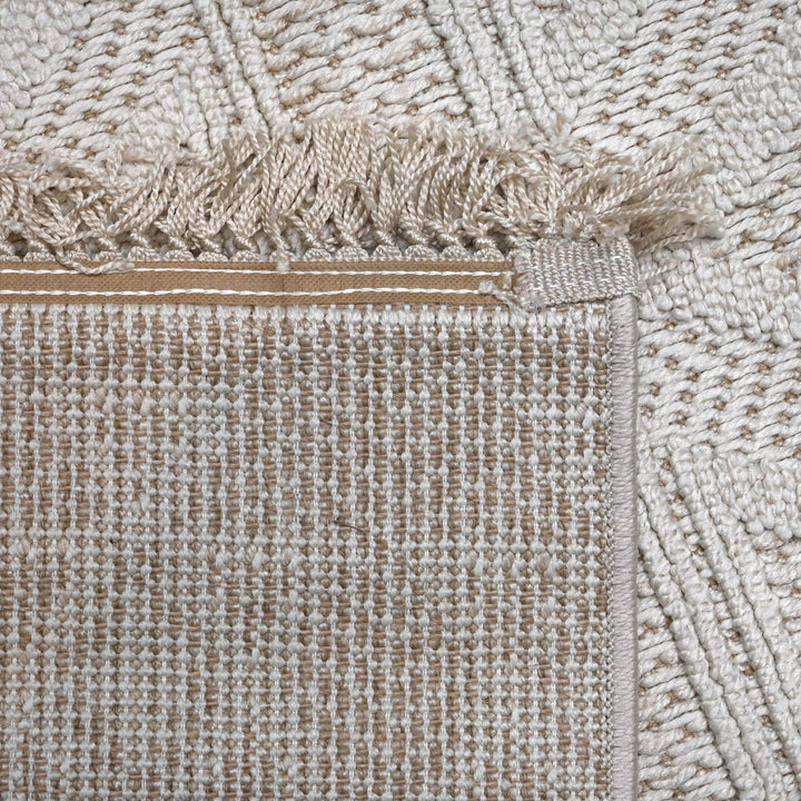 Cream Beige Strips Turkish Rug 5X8 ft