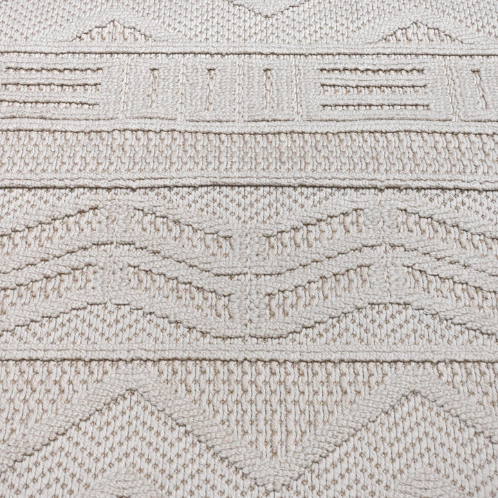 Cream Grey Strips Turkish Rug 5X8 ft