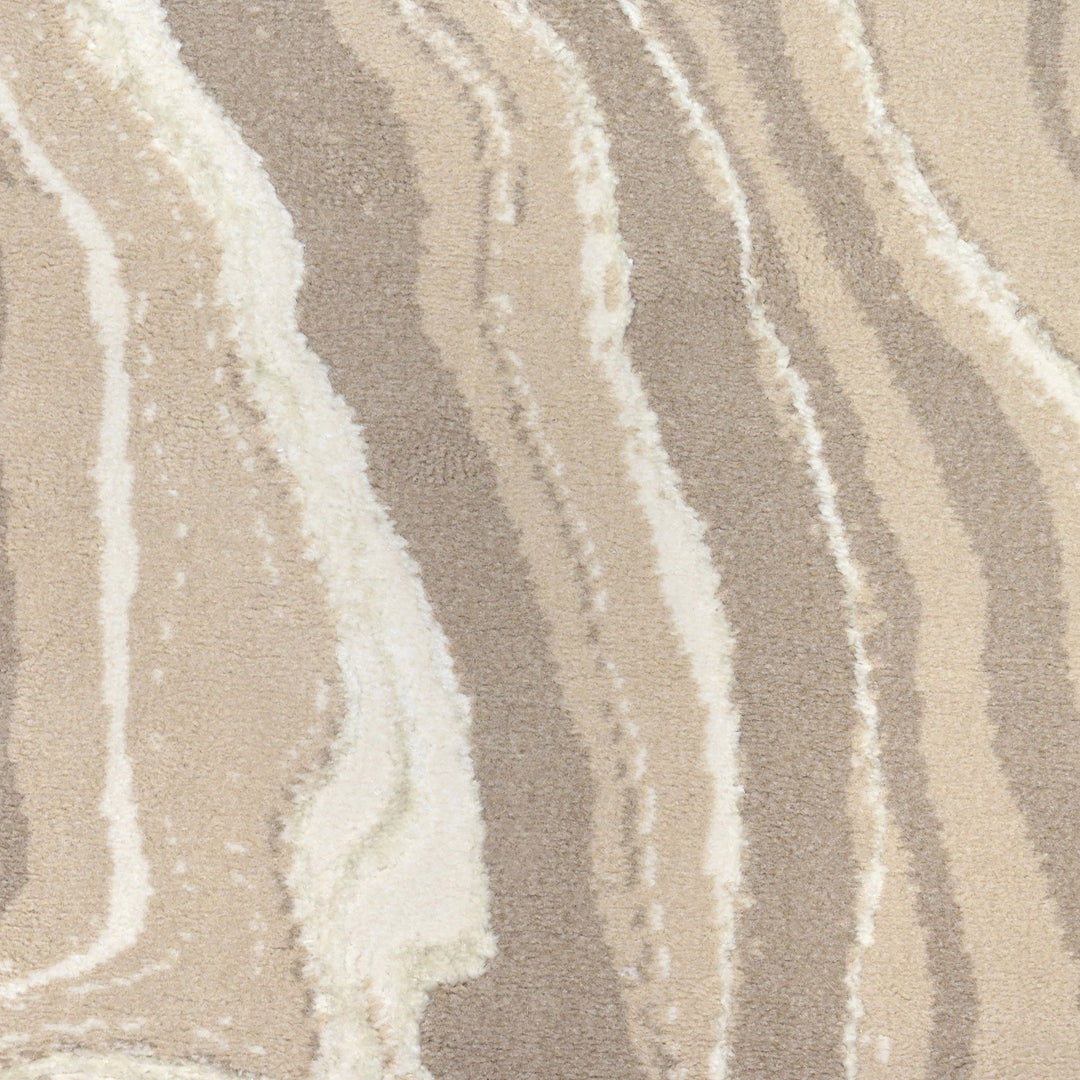 Beige Waves Turkish Round Rug 5x5 ft