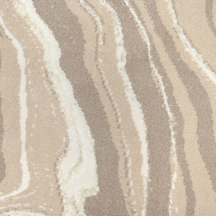 Beige Waves Turkish Round Rug 5x5 ft