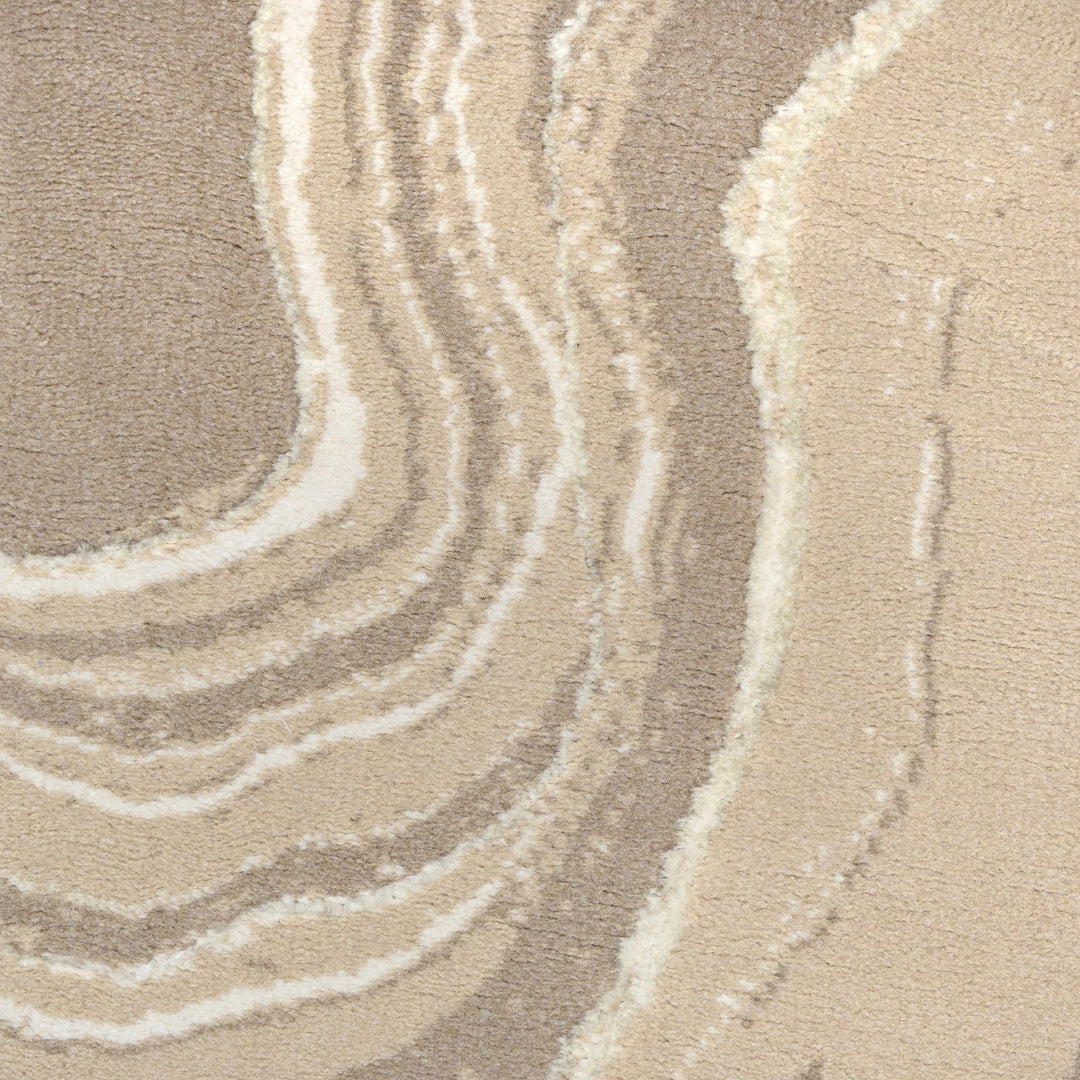 Beige Waves Turkish Round Rug 5x5 ft