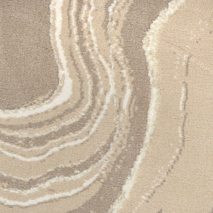 Beige Waves Turkish Round Rug 5x5 ft