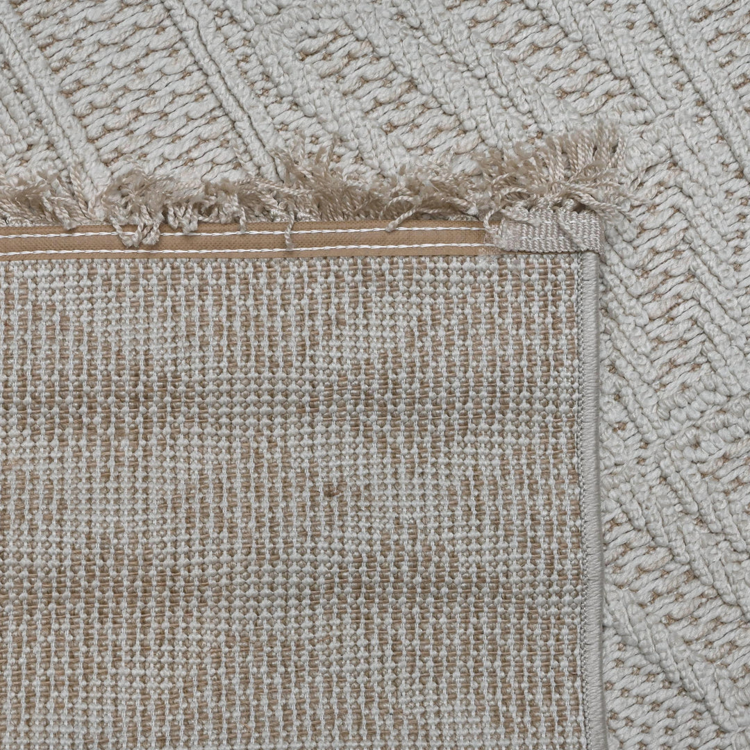 Cream Grey Strips Turkish Rug 5X8 ft