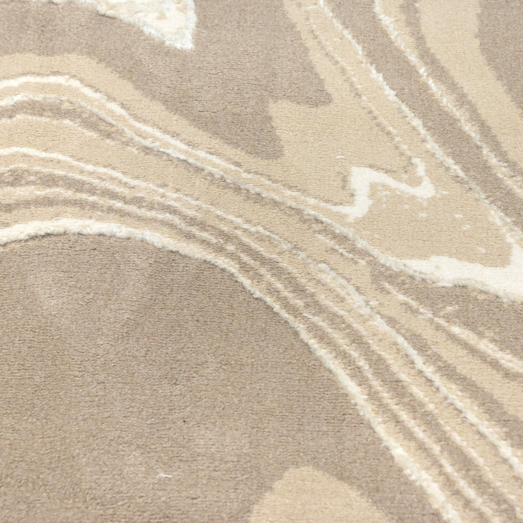 Beige Waves Turkish Round Rug 5x5 ft