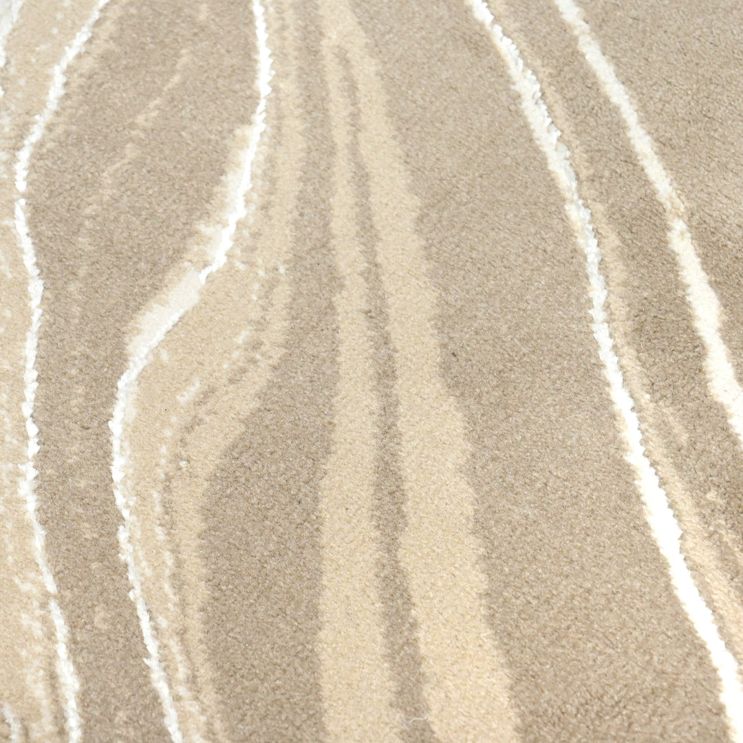 Beige Waves Turkish Round Rug 5x5 ft