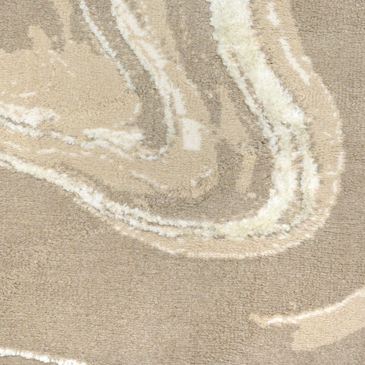 Beige Waves Turkish Round Rug 5x5 ft