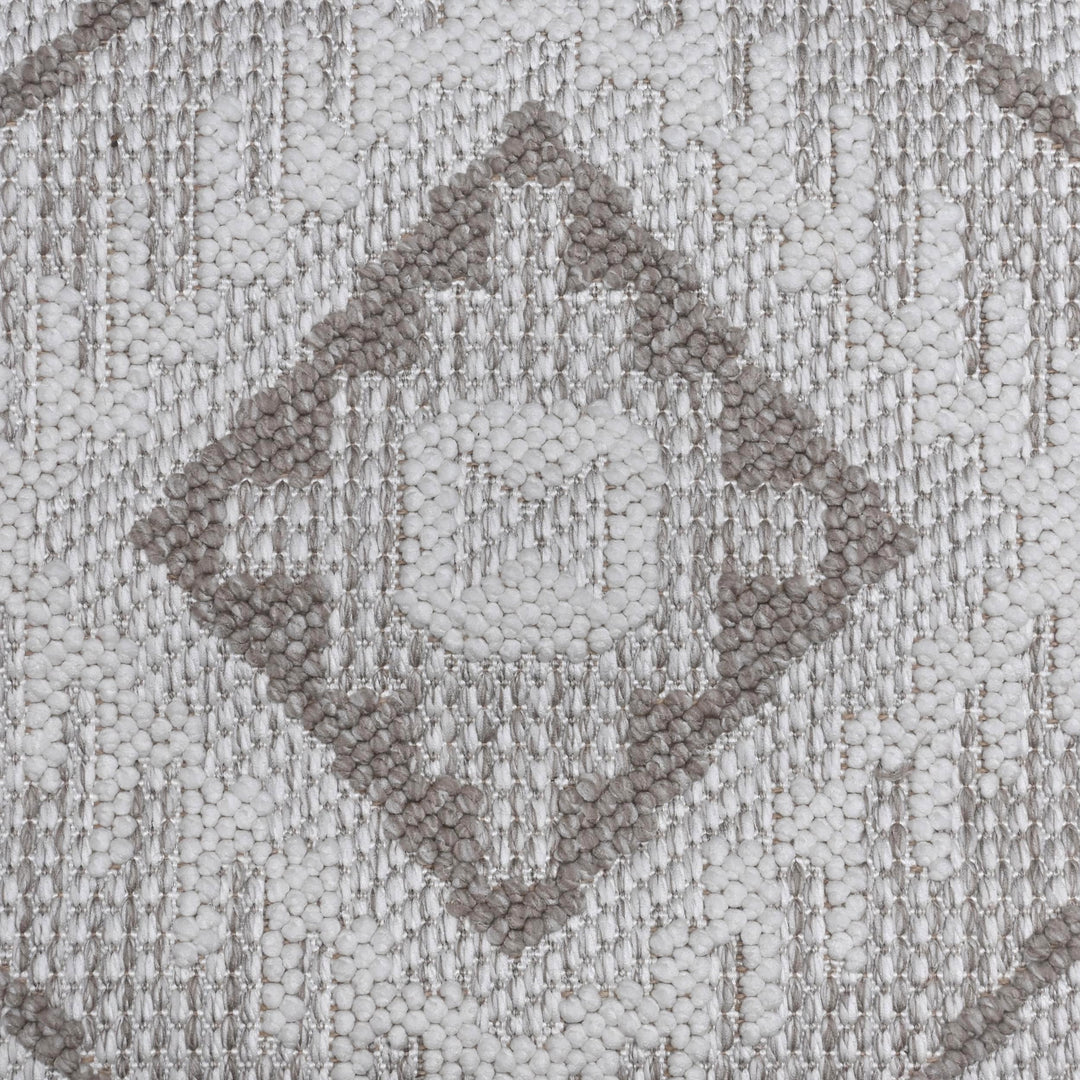 Cream Grey Geometric Turkish Rug 5X8 ft