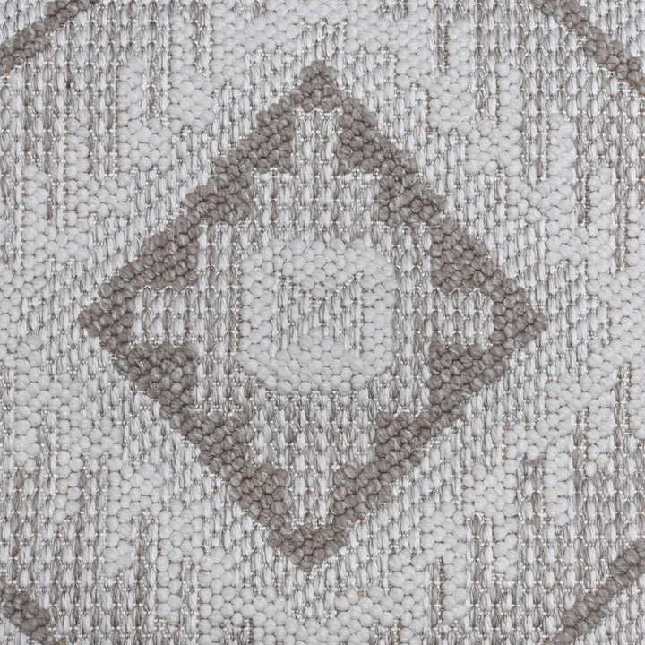 Cream Grey Geometric Turkish Rug 5X8 ft