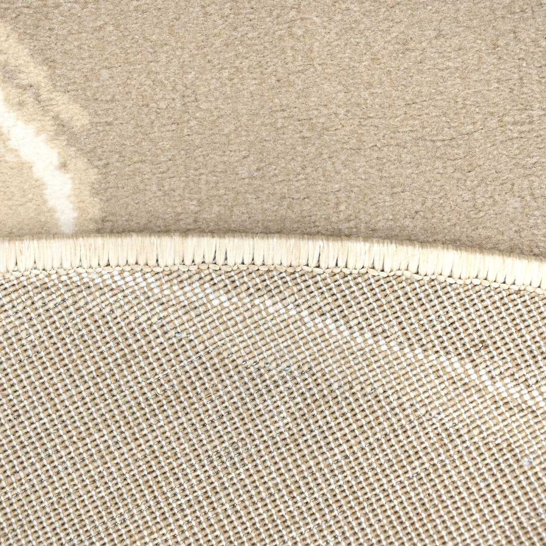 Beige Waves Turkish Round Rug 5x5 ft