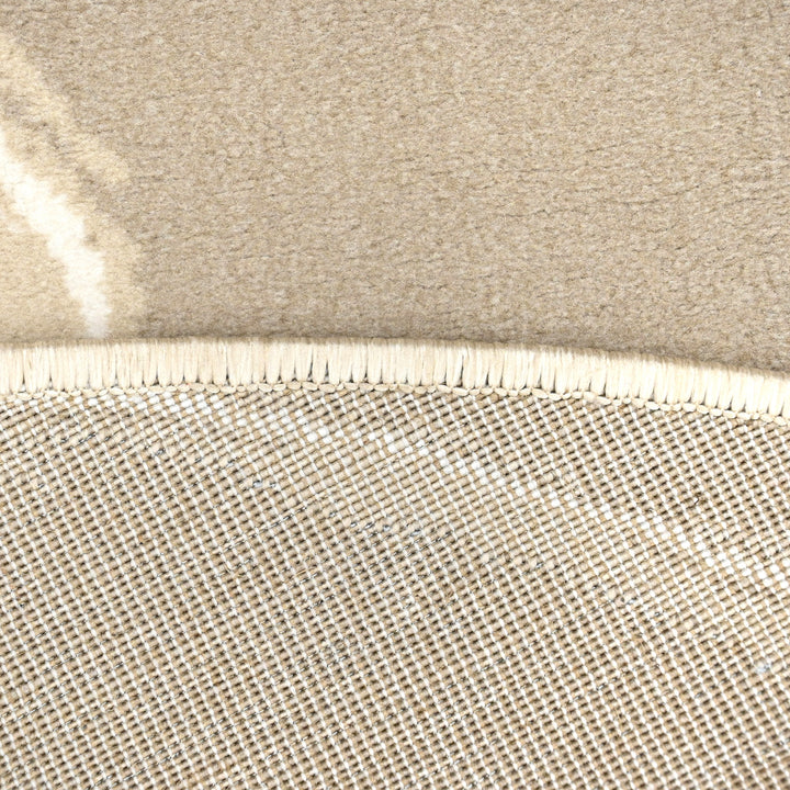 Beige Waves Turkish Round Rug 5x5 ft