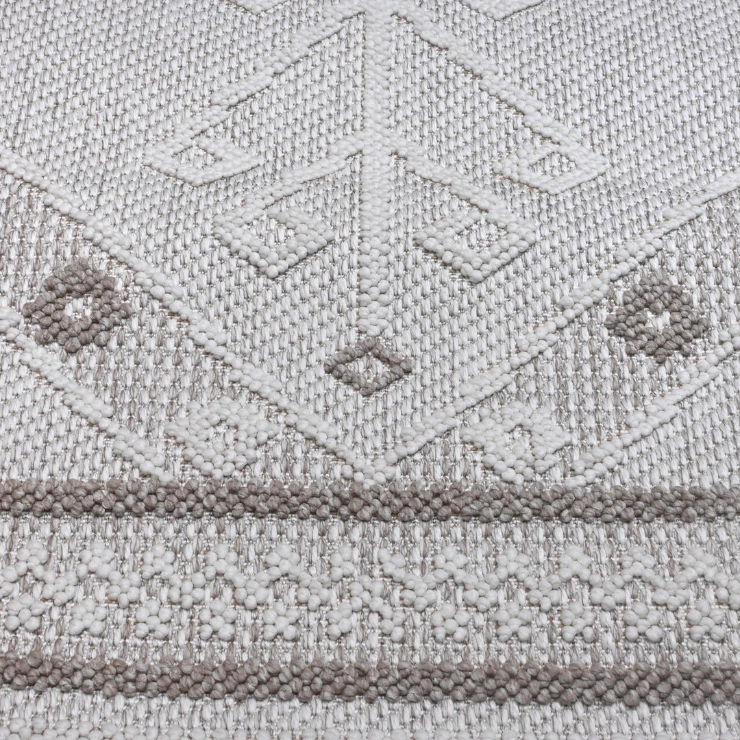 Cream Grey Geometric Turkish Rug 5X8 ft