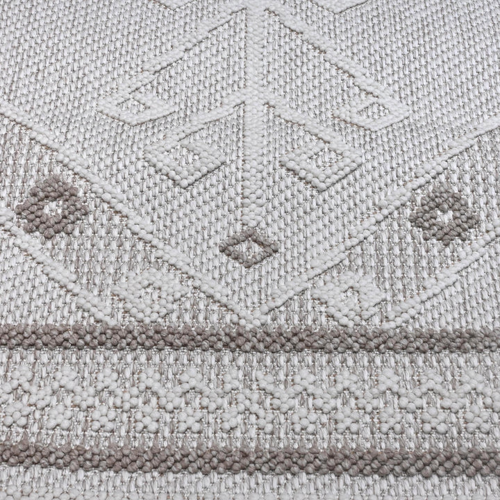 Cream Grey Geometric Turkish Rug 5X8 ft