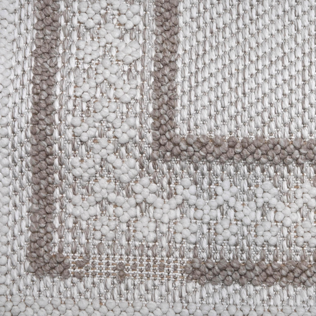 Cream Grey Geometric Turkish Rug 5X8 ft