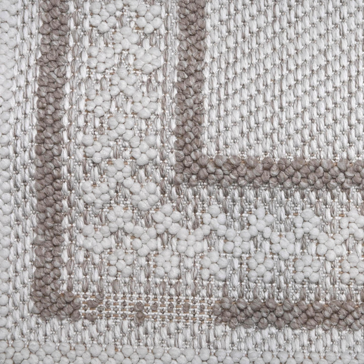 Cream Grey Geometric Turkish Rug 5X8 ft