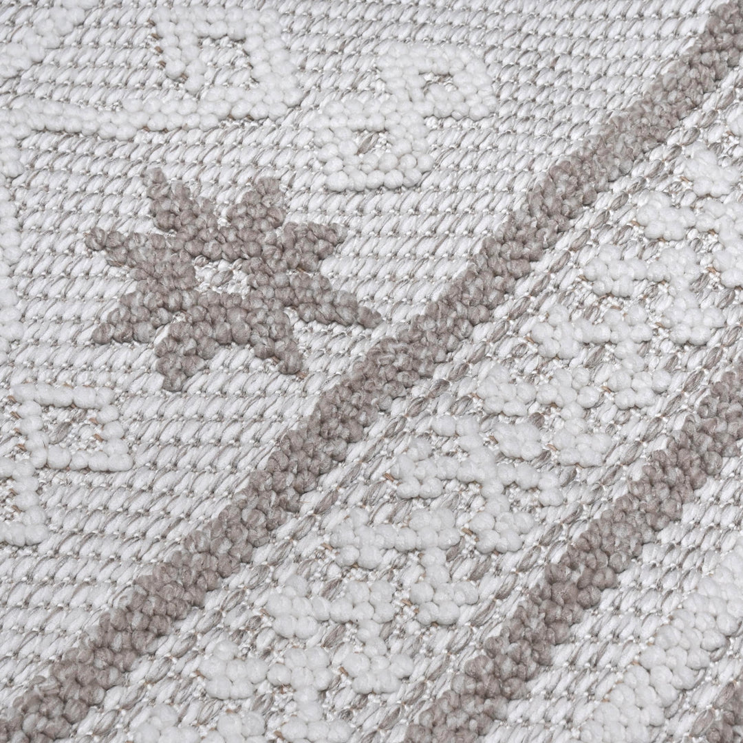 Cream Grey Geometric Turkish Rug 5X8 ft