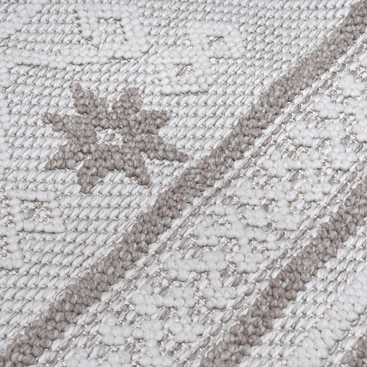 Cream Grey Geometric Turkish Rug 5X8 ft