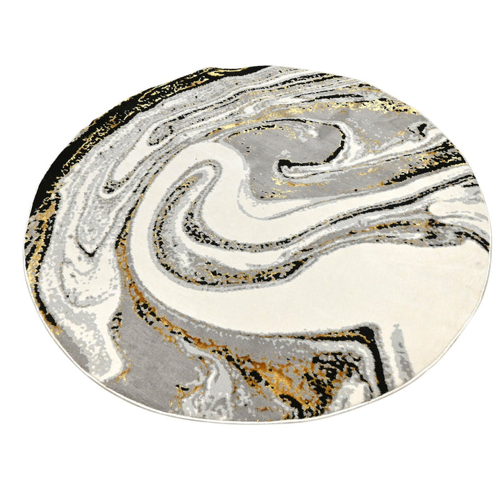 Grey Waves Turkish Round Rug 5x5 ft