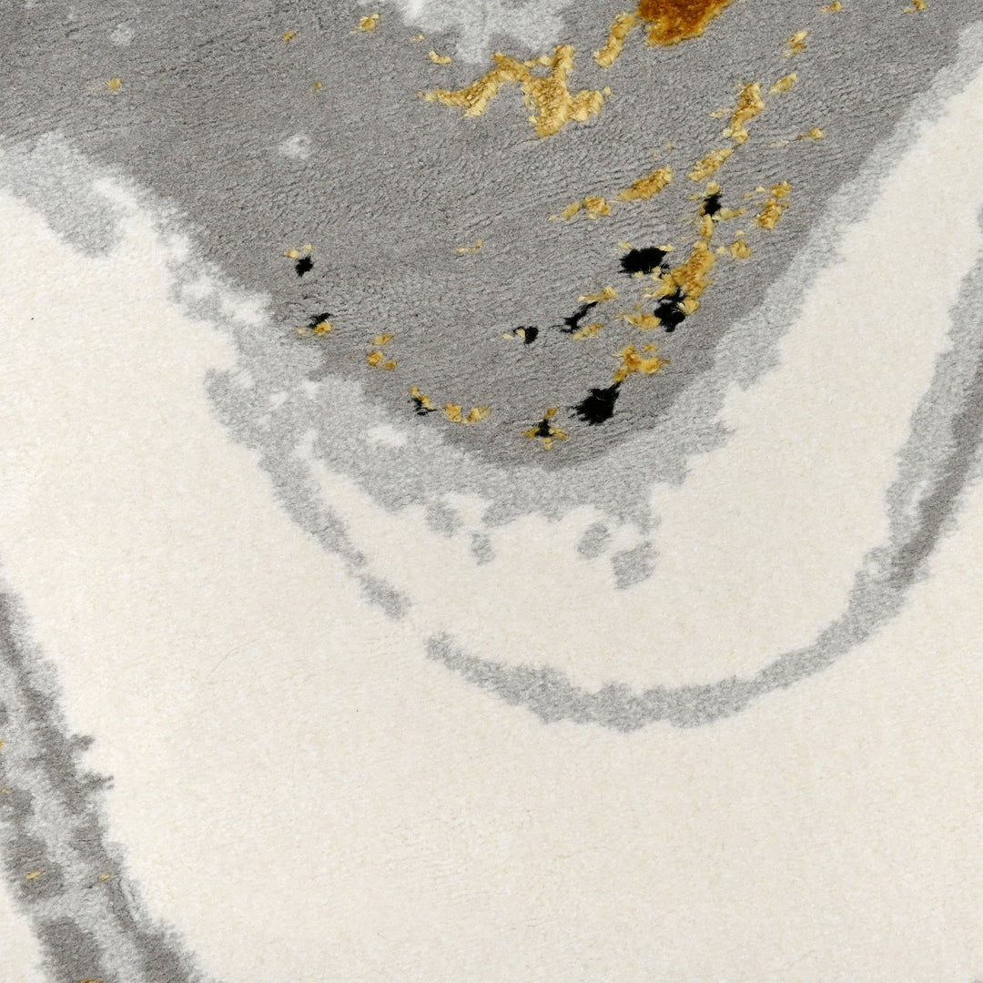 Grey Waves Turkish Round Rug 5x5 ft