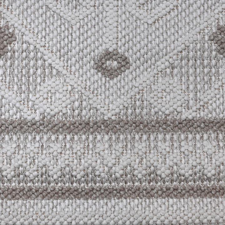 Cream Grey Geometric Turkish Rug 5X8 ft