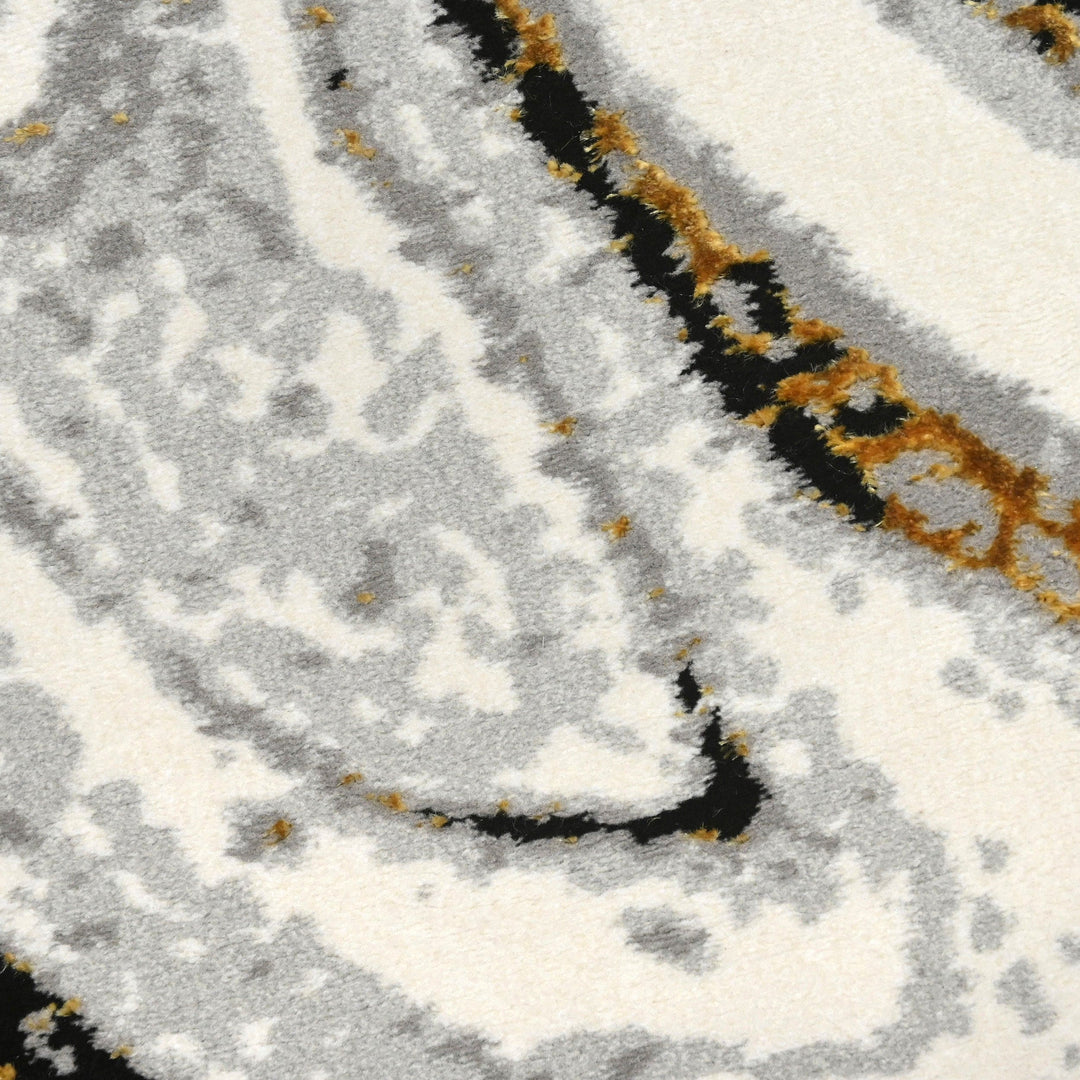 Grey Waves Turkish Round Rug 5x5 ft