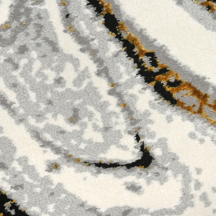 Grey Waves Turkish Round Rug 5x5 ft