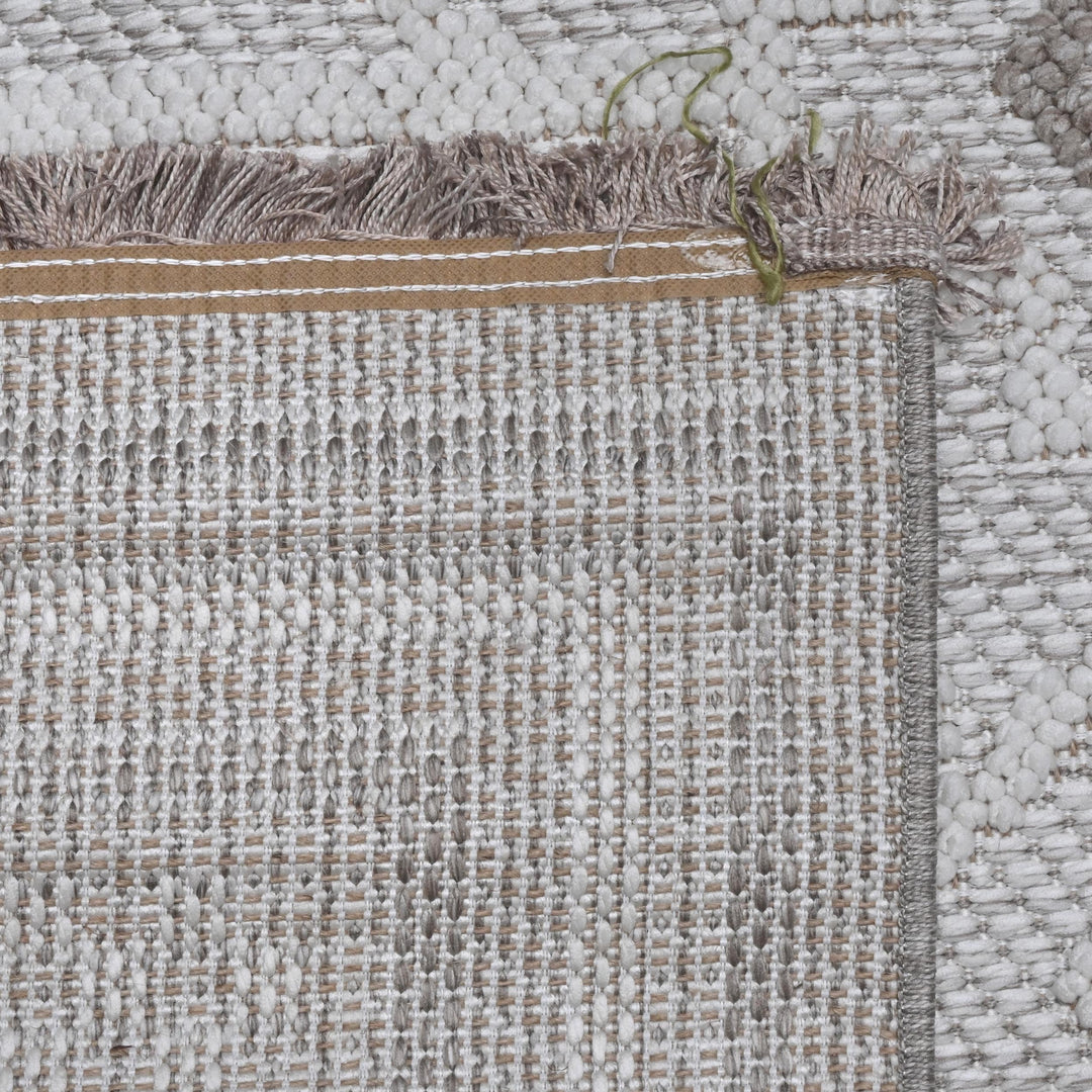 Cream Grey Geometric Turkish Rug 5X8 ft