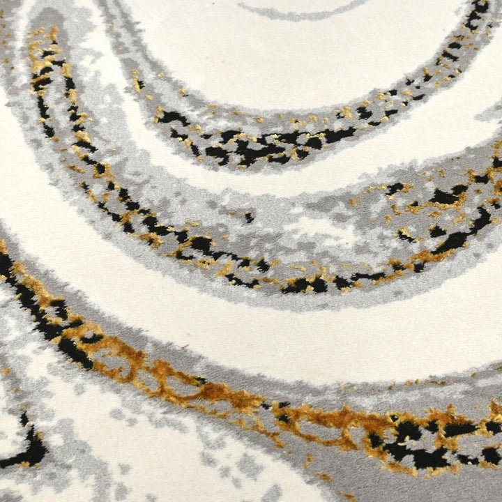 Grey Waves Turkish Round Rug 5x5 ft