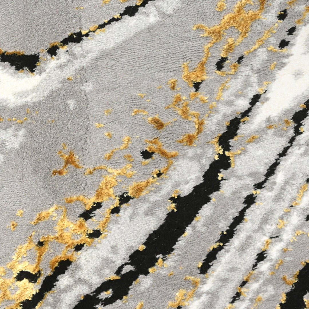 Grey Waves Turkish Round Rug 5x5 ft