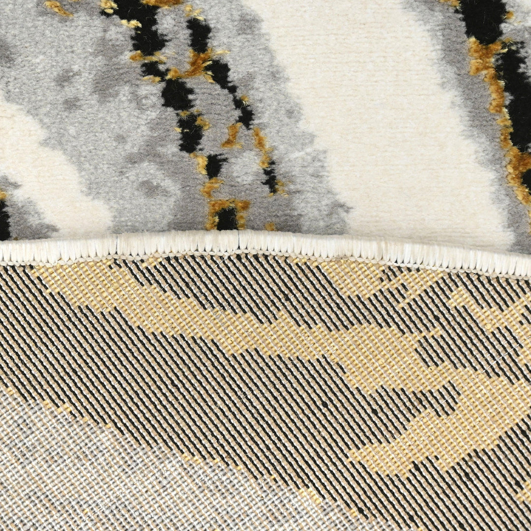 Grey Waves Turkish Round Rug 5x5 ft