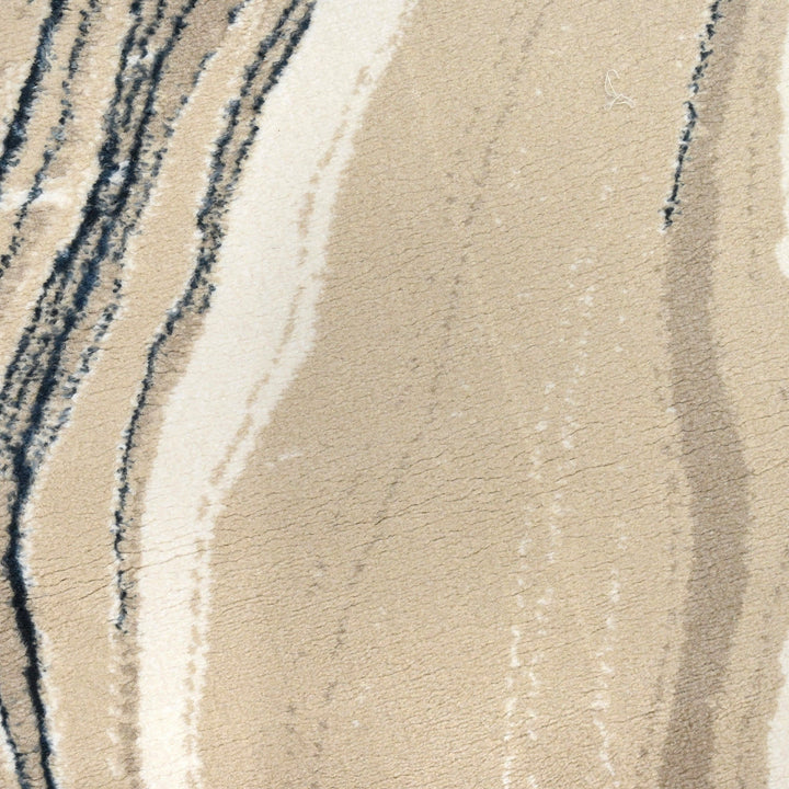 Off White Waves Turkish Round Rug 5x5 ft