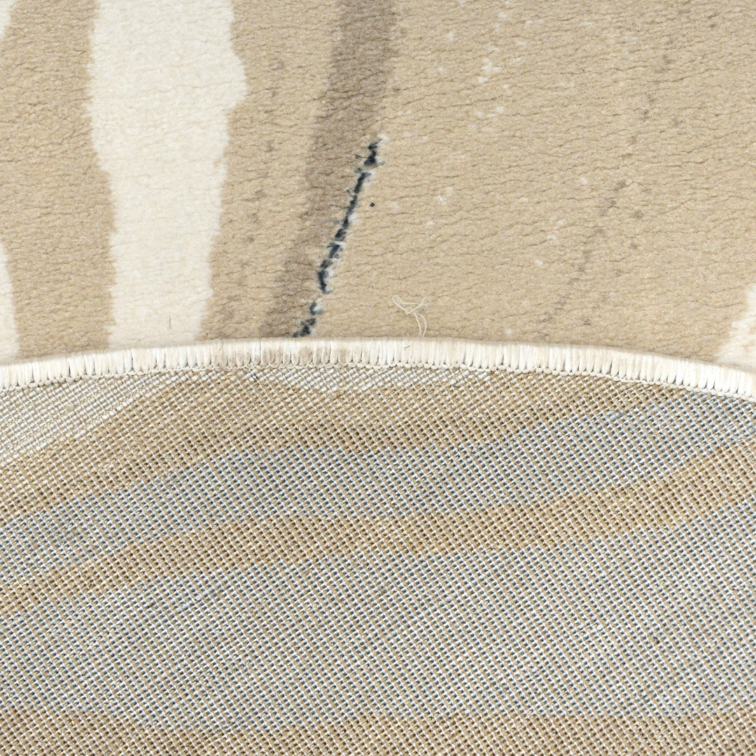 Off White Waves Turkish Round Rug 5x5 ft