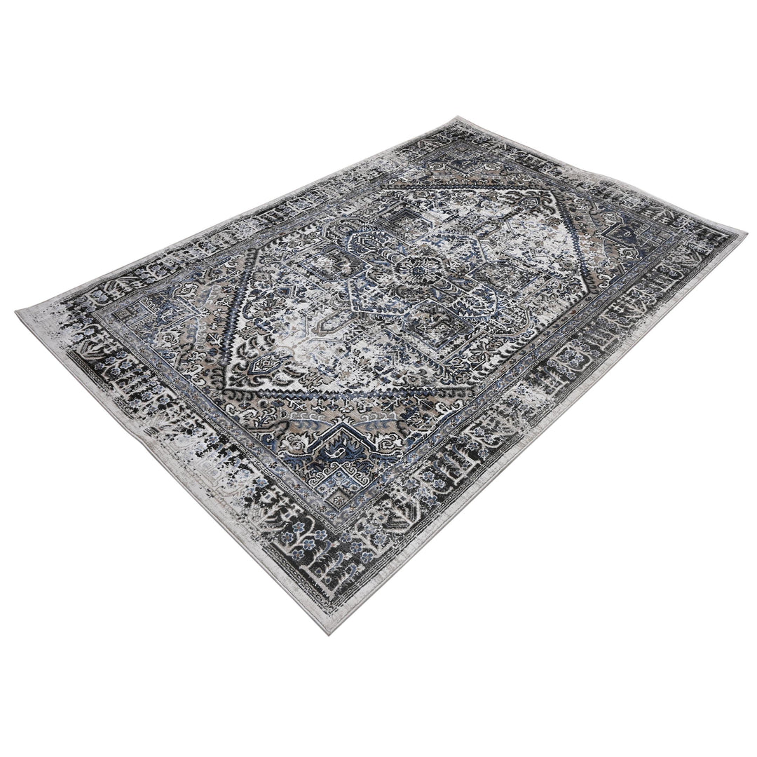 Grey Black Vintage Turkish Rug 5X8 ft