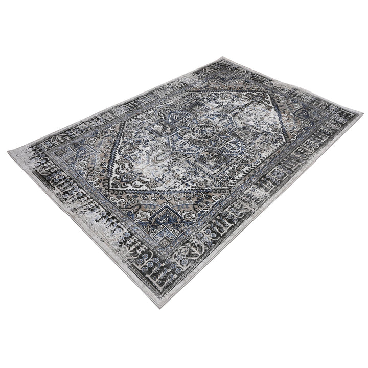 Grey Black Vintage Turkish Rug 5X8 ft