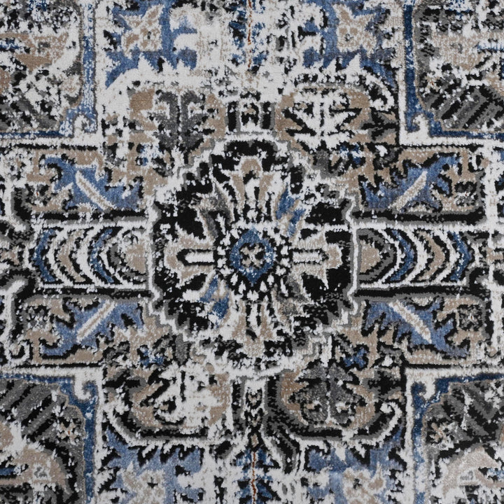 Grey Black Vintage Turkish Rug 5X8 ft