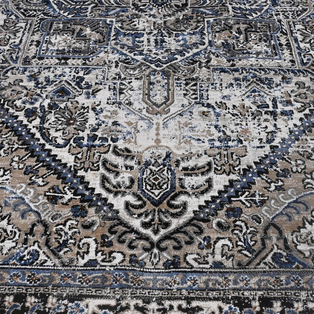 Grey Black Vintage Turkish Rug 5X8 ft